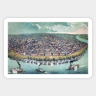 Antique Map of Saint Louis, Missouri and the Mississippi River Sticker